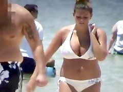 Candid chubby huge busty bikini tits