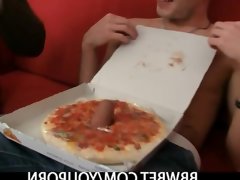 Tasty pizza with cock for cute plumper