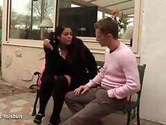 A latin prostitute on the porch fucked a