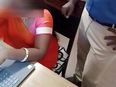 Indian secretary lets the boss enjoy her