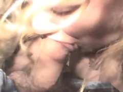 Fat blonde street whore sucking dick for